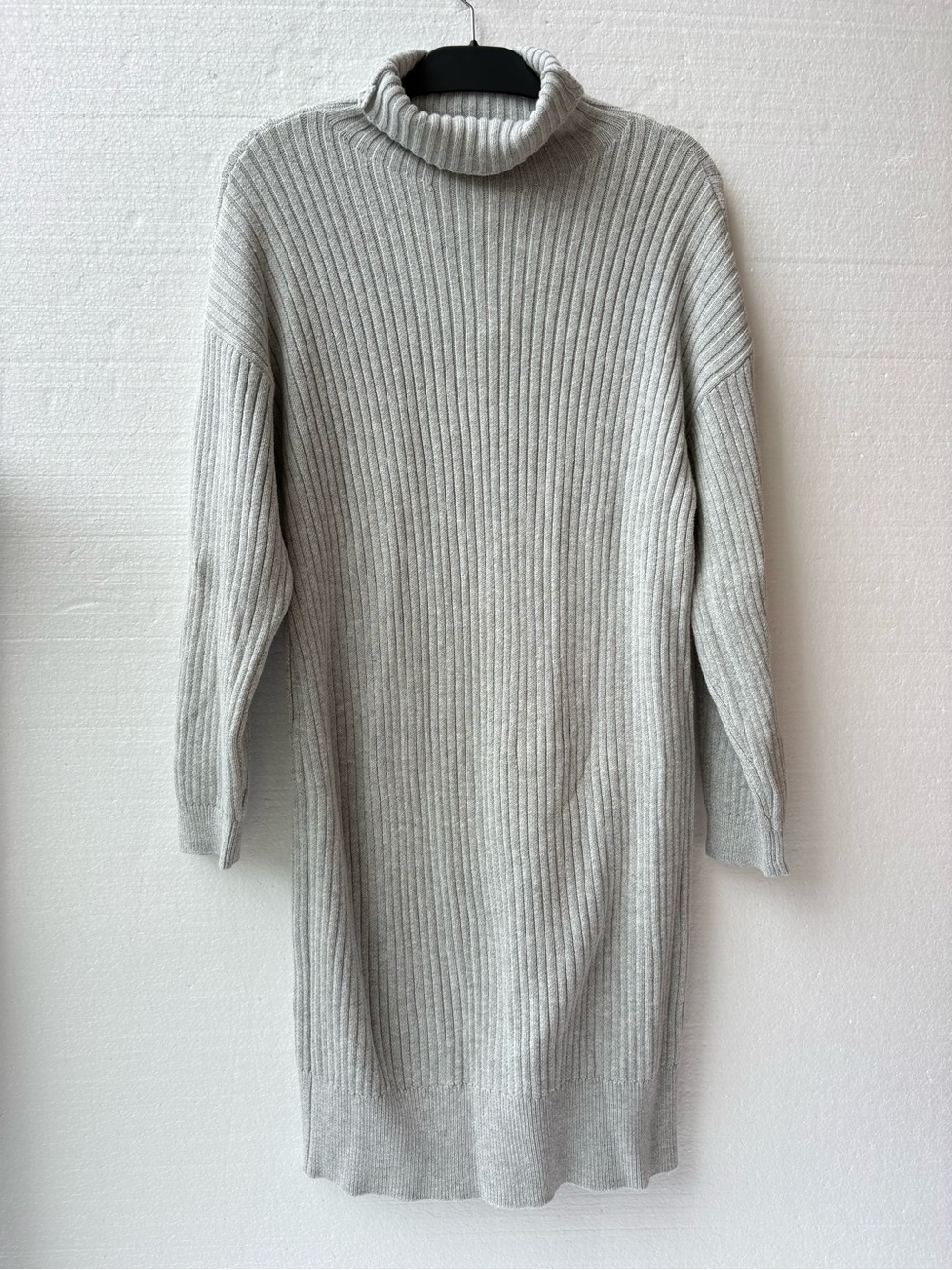 Treasure & Bond Ribbed Knit Turtleneck Midi Sweater Dress Heather Gray